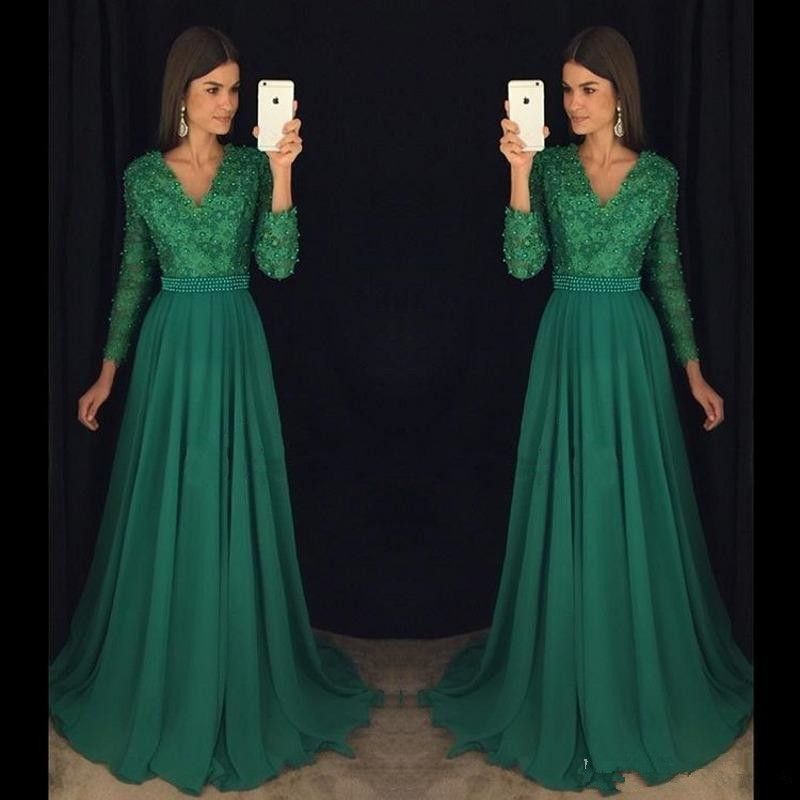 green lace formal dress