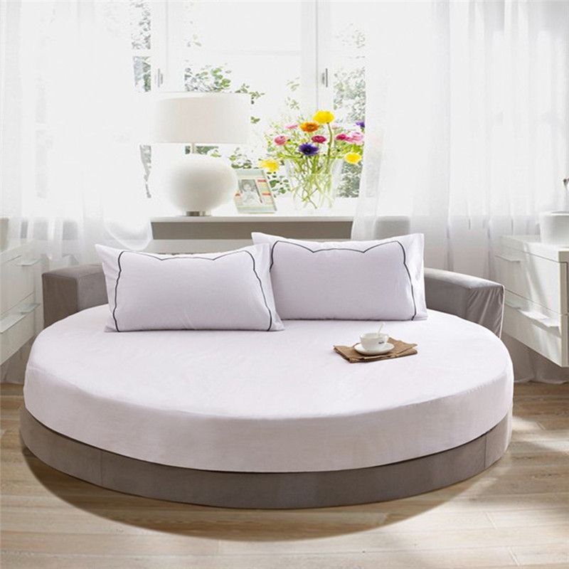100 pure cotton bed sheet wedding round fitted sheet europe style round fitted sheet