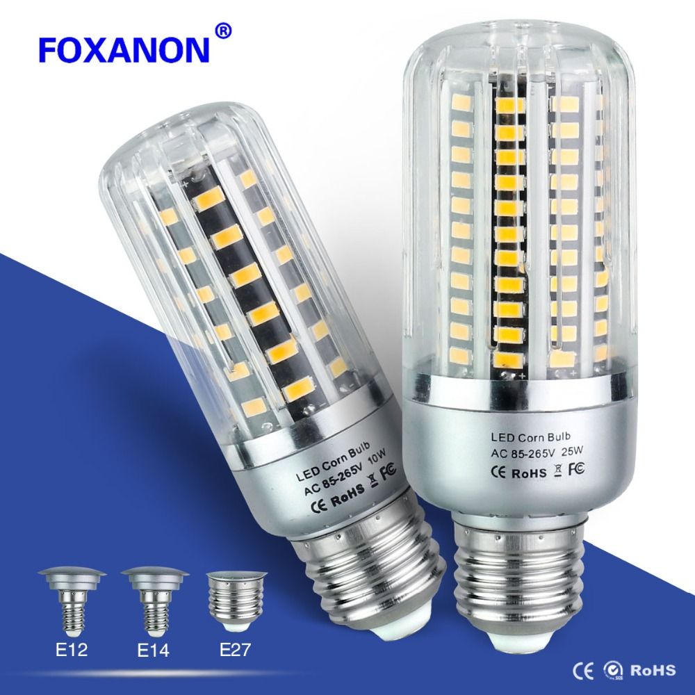 Foxanon Led Bulb 25w 20w 15w 10w 5w Corn Light 85 265v E27 E14 E12 Foxanon Led Bulb 25w 20w 15w 10w 5w Corn Light 85 265v E27 E14 E12 Leds Lamp 5736 Lampada Aluminum Radiator Lighting Appliance E17