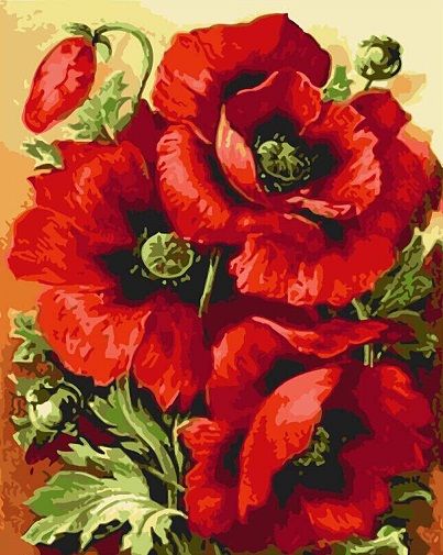 2020 Abstract Poppy Hand Painted & HD Print Flower Art Oil 