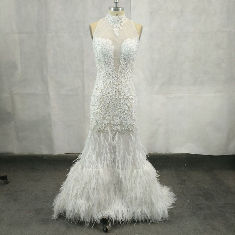 long white feather dress