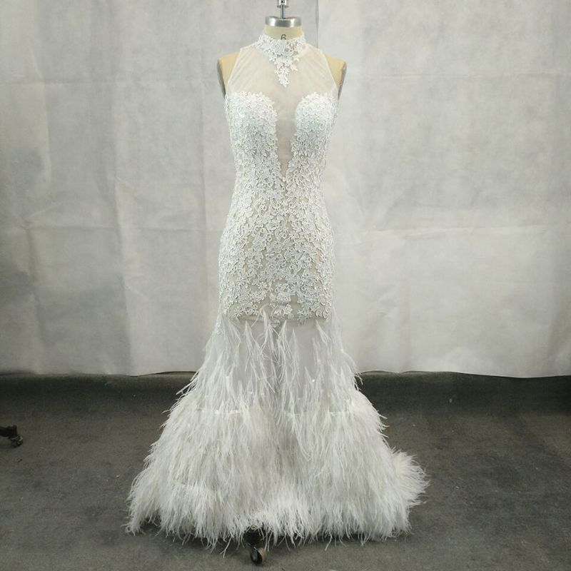 white feather dress long