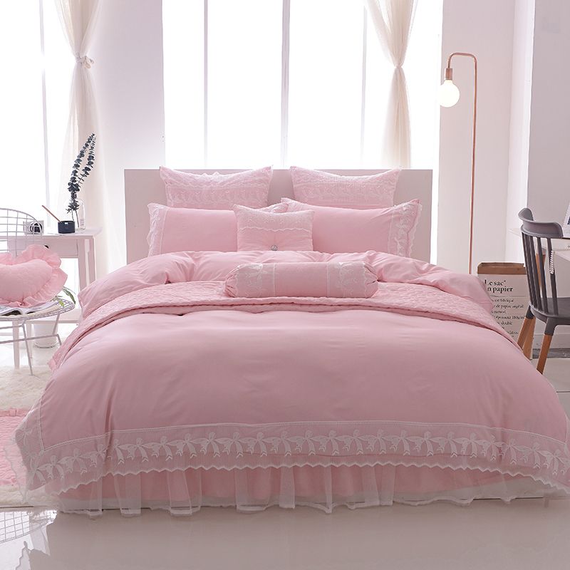 Svetanya Light Pink Princess Lace Bedclothes Quanlity Duvet Cover Svetanya Light Pink Princess Lace Bedclothes Quanlity Duvet Cover Set Or Collection Bedding Sets Queen Brown From