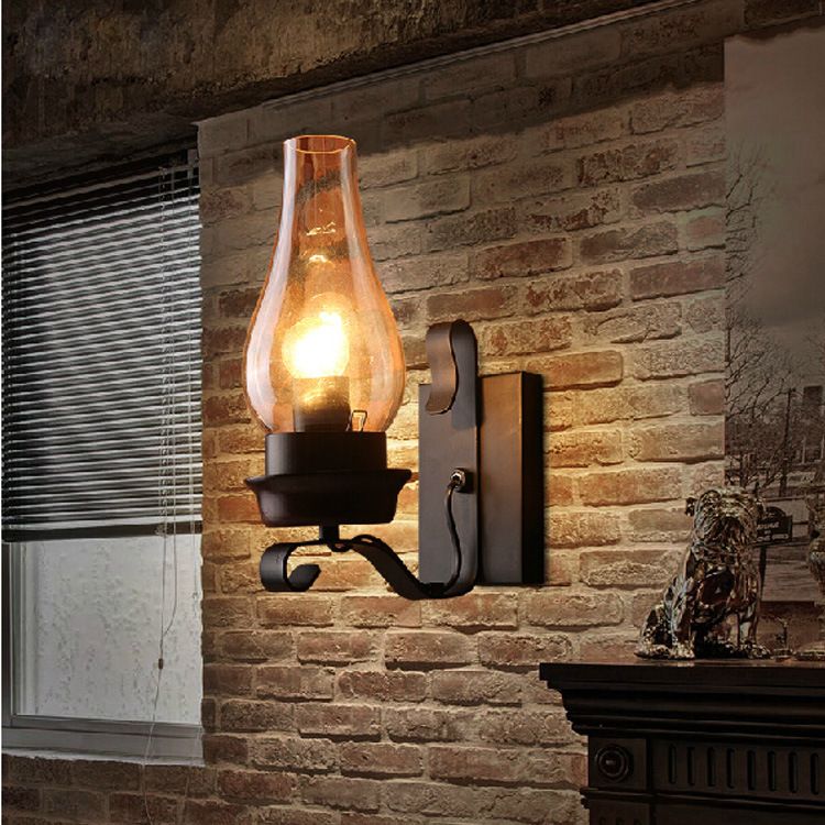 2020 Retro Rustic Nordic Glass Wall Lamp Bedroom Bedside Wall Sconce
