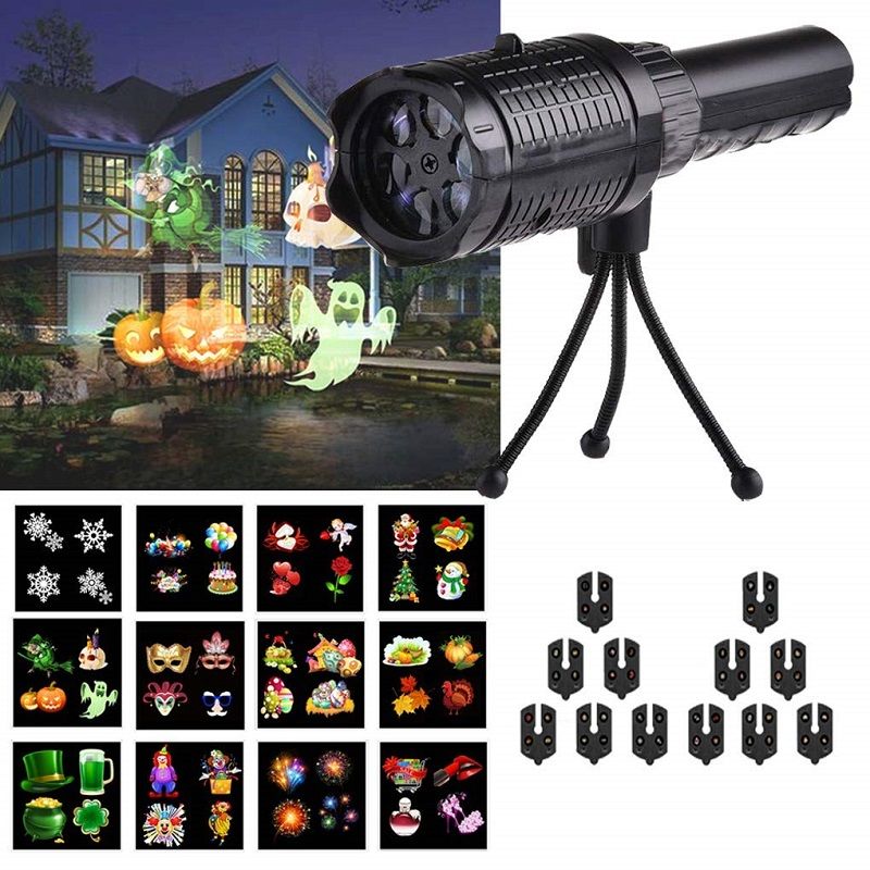 Holiday Projector Lights Led Projection Light With 12 Slides Outdoor Holiday Projector Lights Led Projection Light With 12 Slides Outdoor Indoor Decoration Lighting For Birthday Party Disco Laser
