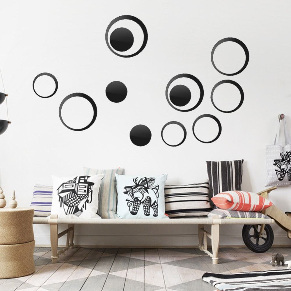 5pcs Set Acrylic Circle Mirror Wall Stickers Removable Diy Decoration Art Decals For Kids Room Home