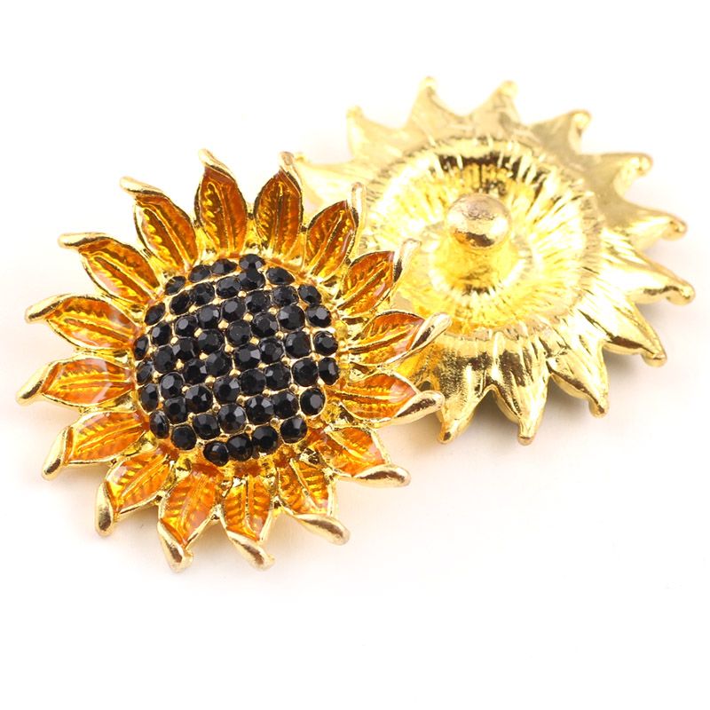 Snap button SUNFLOWER 18mm charm chunk interchangeable jewelry w//gbag *USA fast*