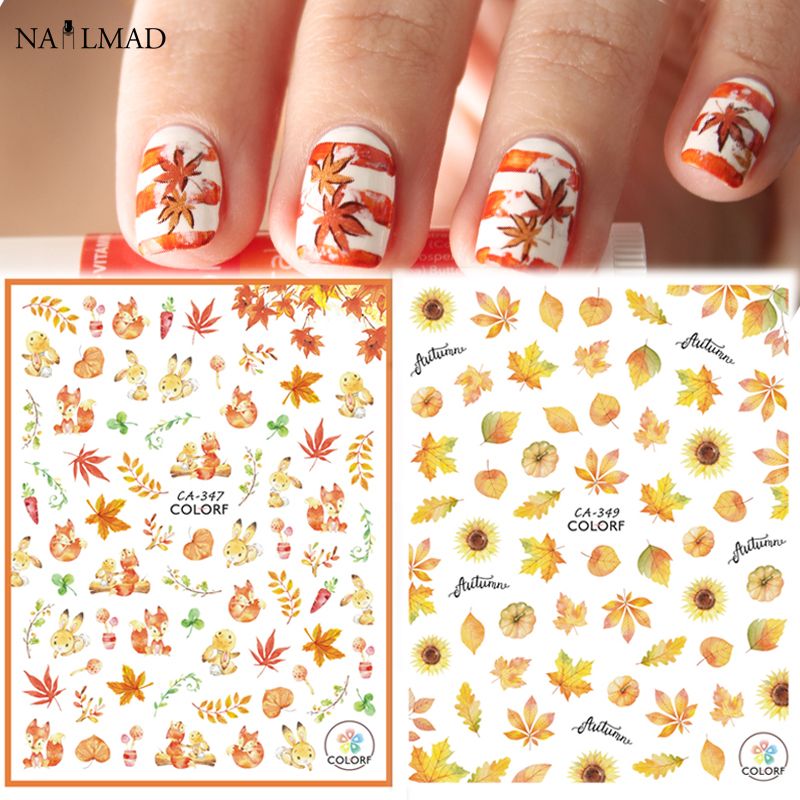 1 Sheet Autumn Theme Nail Art Stickers Maple Leaf Nail Sticker Fall 1 Sheet Autumn Theme Nail Art Stickers Maple Leaf Nail Sticker Fall