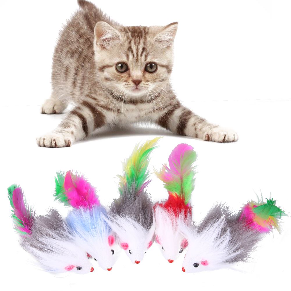 Cat Toy Soft Colorful Plush Cat Toys Mouse Fleece False Funny Cats