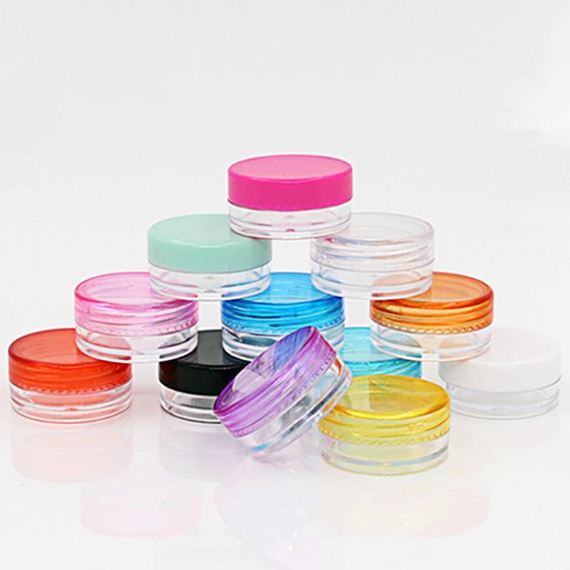 10 Pcs Set Plastic Cosmetic Box Empty Jar Nail Art Storage Container Cord Round Bottle 5g Makeup Transpa Hg99