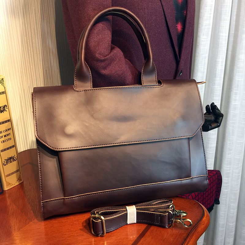 Etonweag Brands Messenger Bag Men Leather Laptop Brown Vintage Business Briefcase Lawyer Fashion Doent Mens Office Bags