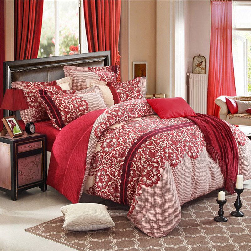 Red White Stripe Plaid Sanding 100 Cotton Luxury Bedding Set King Red White Stripe Plaid Sanding 100 Cotton Luxury Bedding Set King Queen Bed Duvet Cover Pillowcase Sheet Twin Covers Vintage From