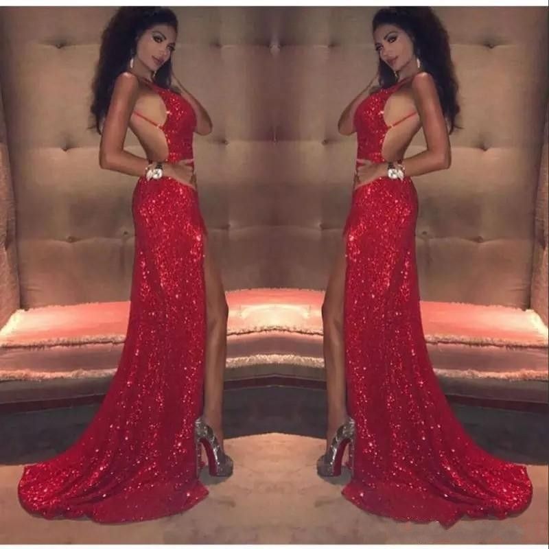 mermaid prom dresses with leg slits