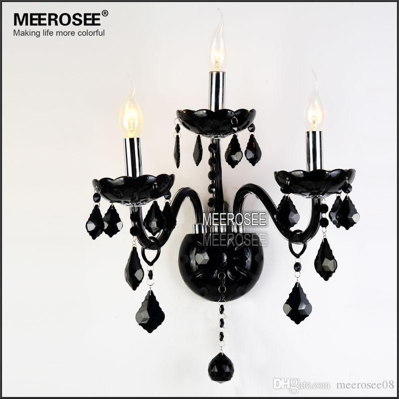 3 Lights Modern Crystal Wall Bracket Bra Lamp Vintage Black 3 Lights Modern Crystal Wall Bracket Bra Lamp Vintage Black Light Glass Lighting Fixture For Restaurant Re Led Chandeliers Green