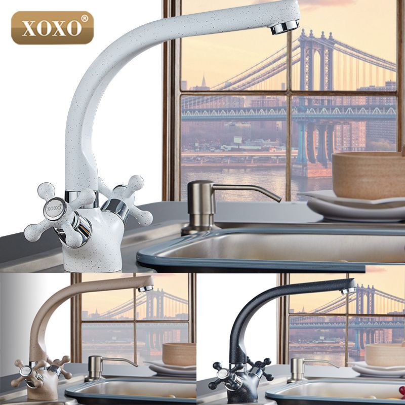 Xoxo New Multicolor Spray Painting Copper Kitchen Faucet Cold And Hot Water Mixer Tap Double Handle 360 Rotation3302w 3302hw