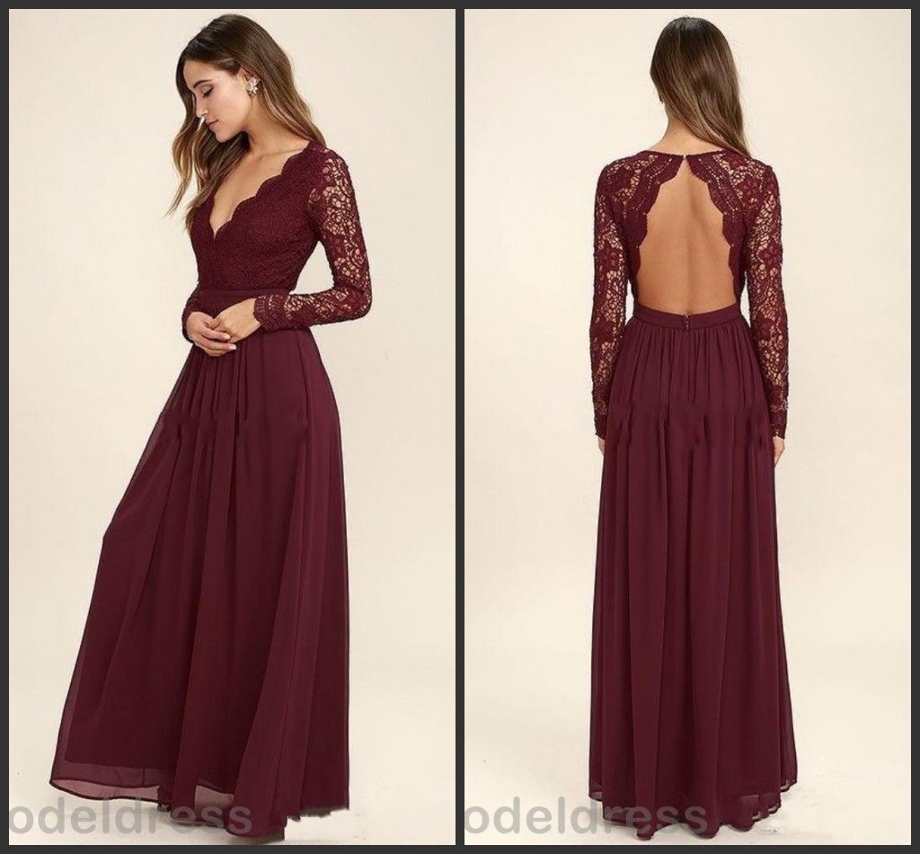 maroon floor length bridesmaid dress