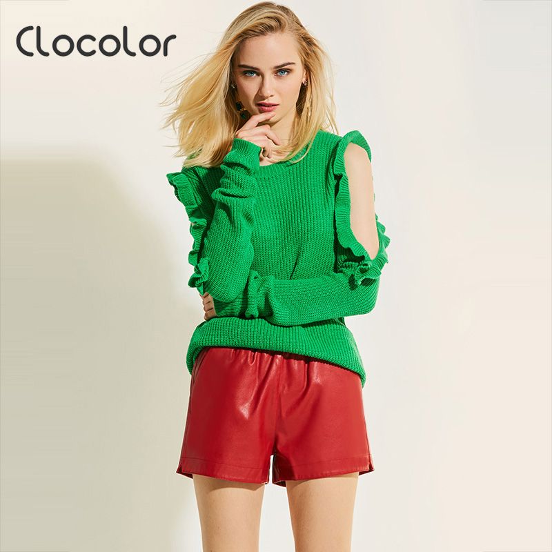 Clocolor Women Sweater 2018 Round Neck Loose Pullover Green Knitwear Autumn Girls Top Fashion Modern Female Women Sweater