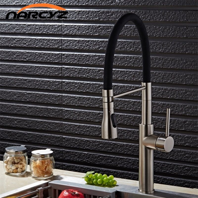2019 Narcyz Brushed Nickel Kitchen Faucet 100 Solid Brass Single