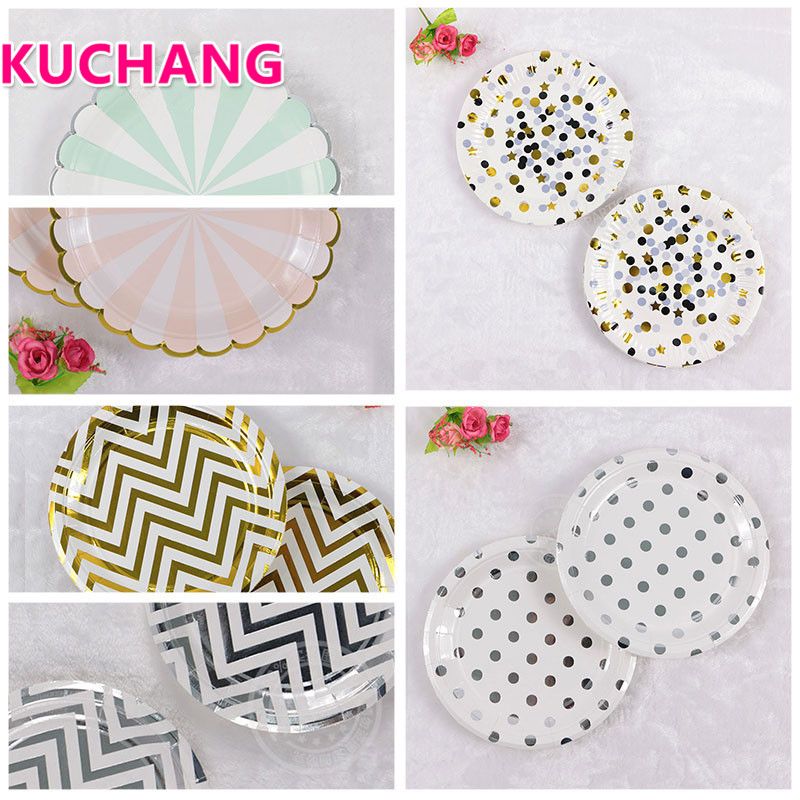 2018 Kuchang Gilding High End Disposable Tableware Set Striped Dot ... 2018 Kuchang Gilding High End Disposable Tableware Set Striped Dot ...