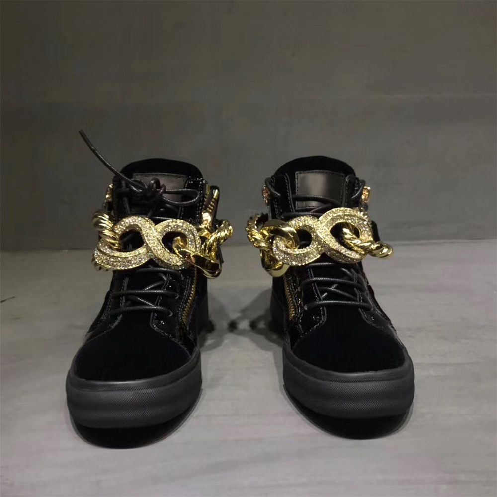 black and gold leather boots