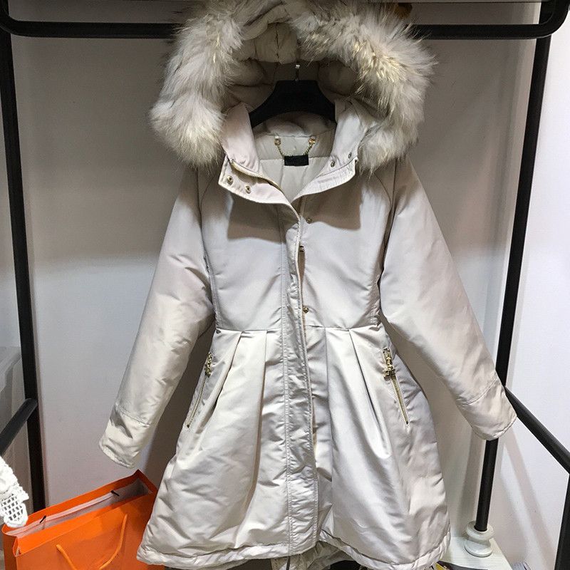 2019 Designer Parka Jacket Women Big Fur Collar Hooded Padded Winter