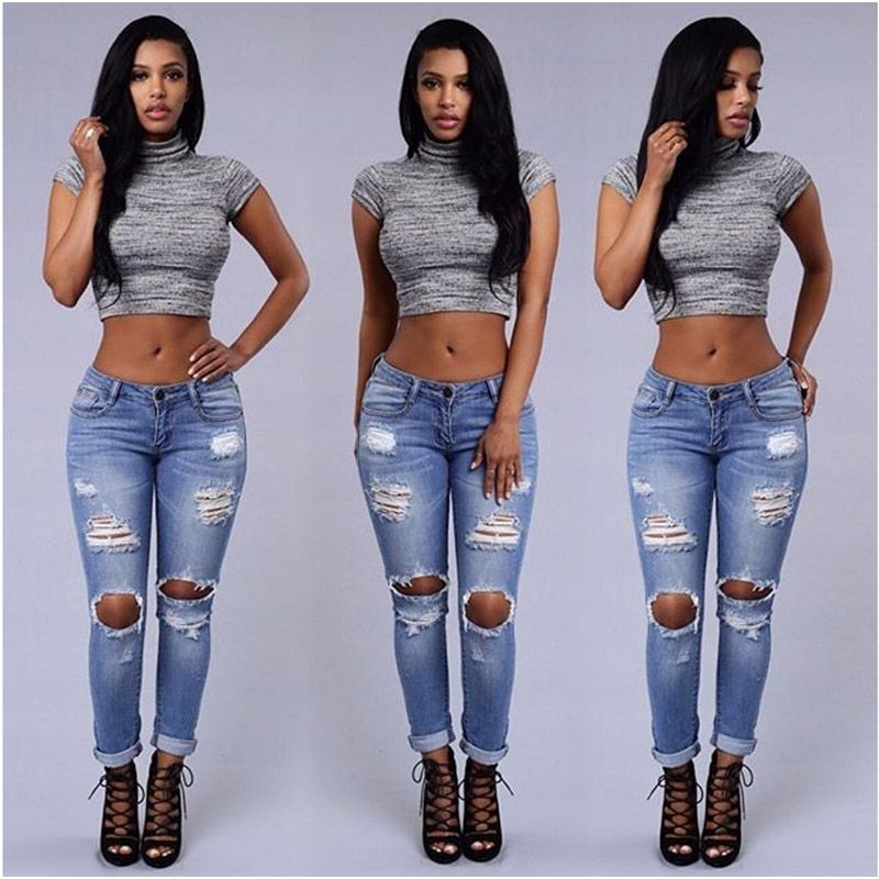 Acquista Pantaloni Skinny Stretti Donna Blu Chiaro Design Nuovo Hot Hot  Jeans Foro Estate Pantaloni Jeans Stretti Donna Tela A Vita Media Denim A  7,69 € Dal Happylifeabby | DHgate Italy