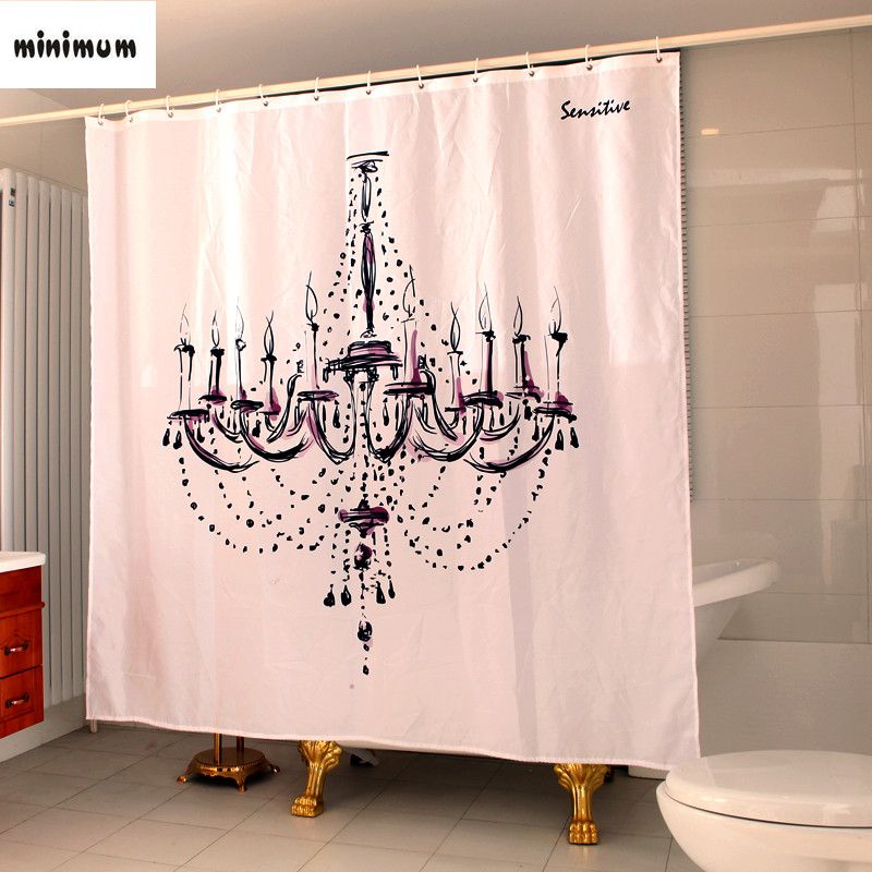 Bath Curtains Bathroom Window Classic Creative Chandelier Waterproof Thicker Show Curtain Free Shipping