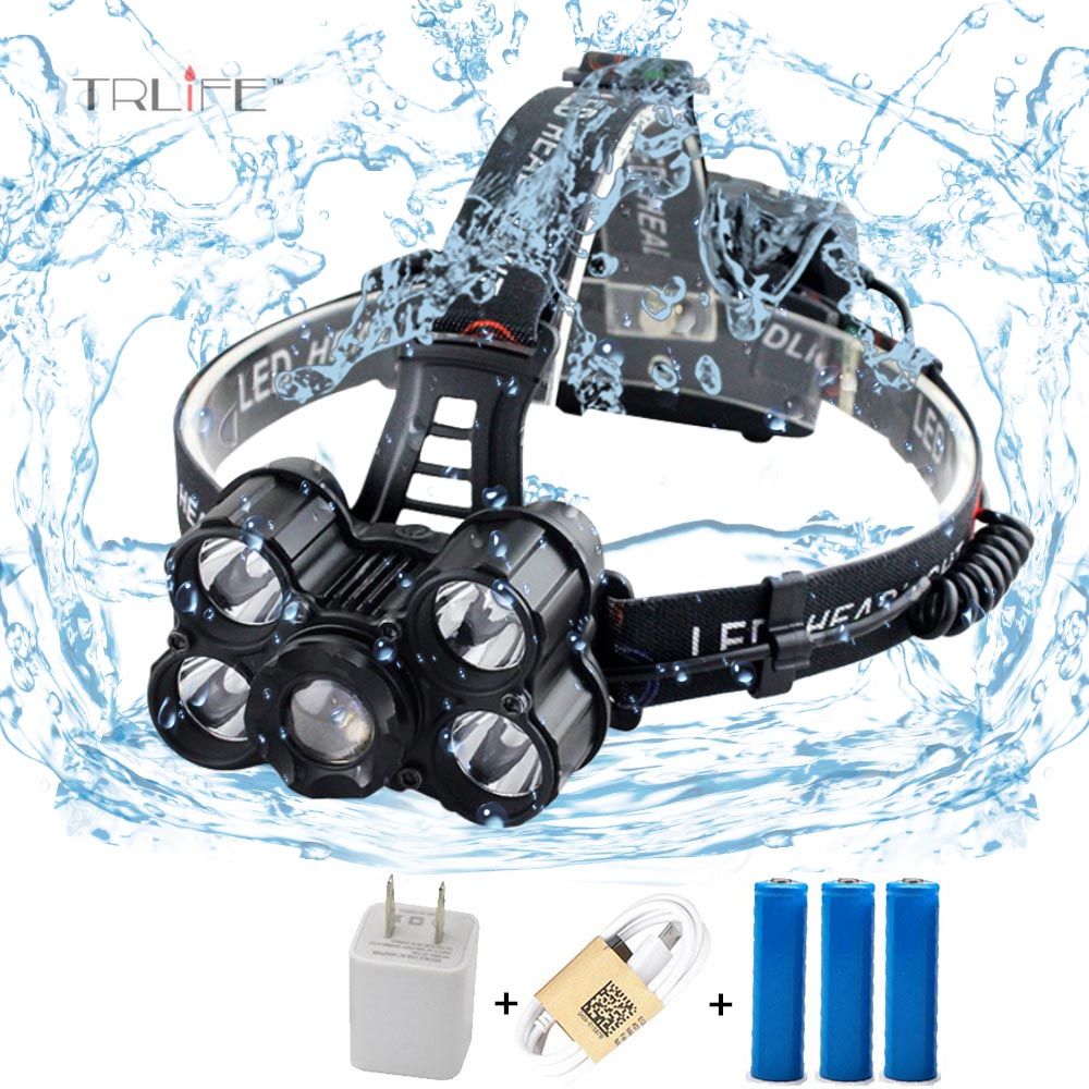 Extérieure Xml Lampe Batterie 3 40000 Lumens Frontale Zoomable Led Pour Rechargeable 5Cree 18650 T6 À FcTKl13J
