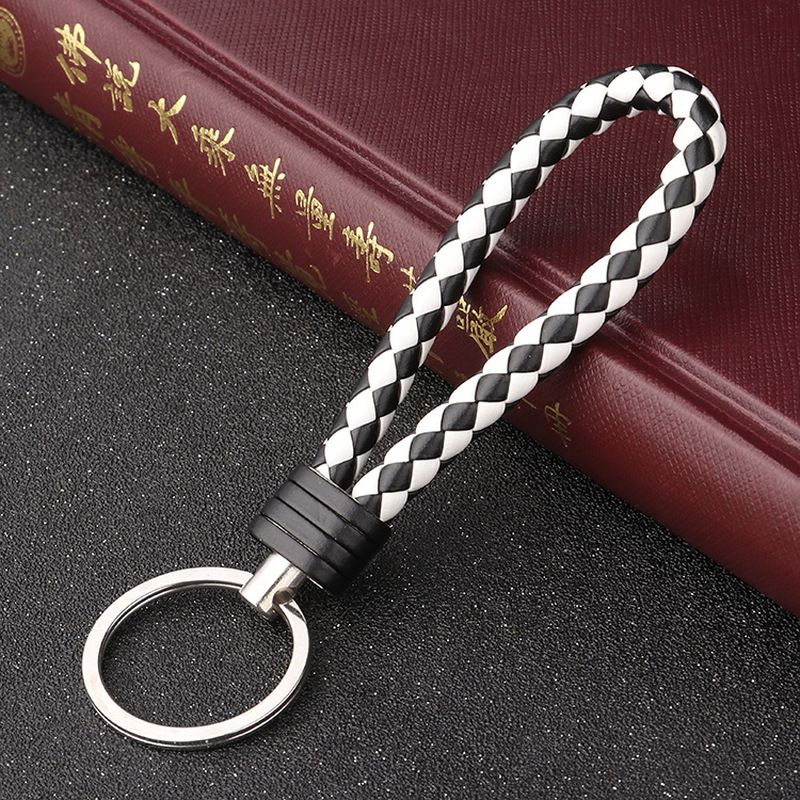 Handmade Knitted Rope Making Leather Rope Keychain For Women Men For