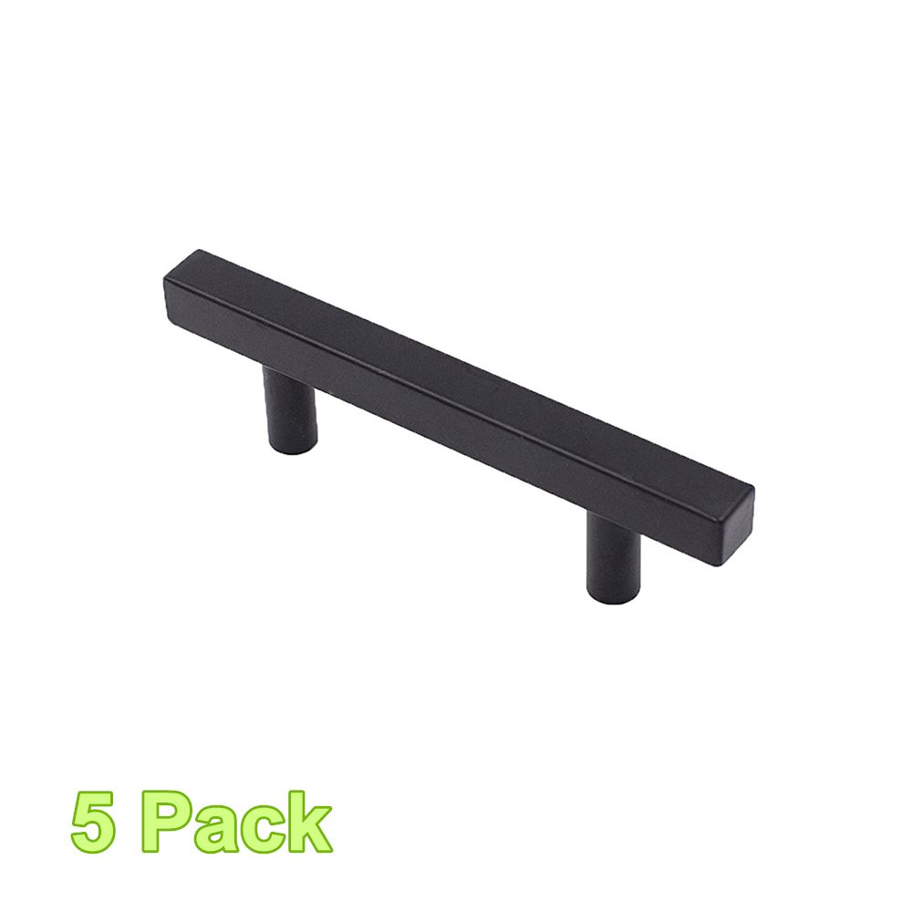 2018 Flat Black Cabinet Pulls Kitchen Hardware Drawer Knobs 2018 Flat Black Cabinet Pulls Kitchen Hardware Drawer Knobs Square T Bar Cupboard Door Handles 3 Inch Hole Spacing Dresser Furniture From