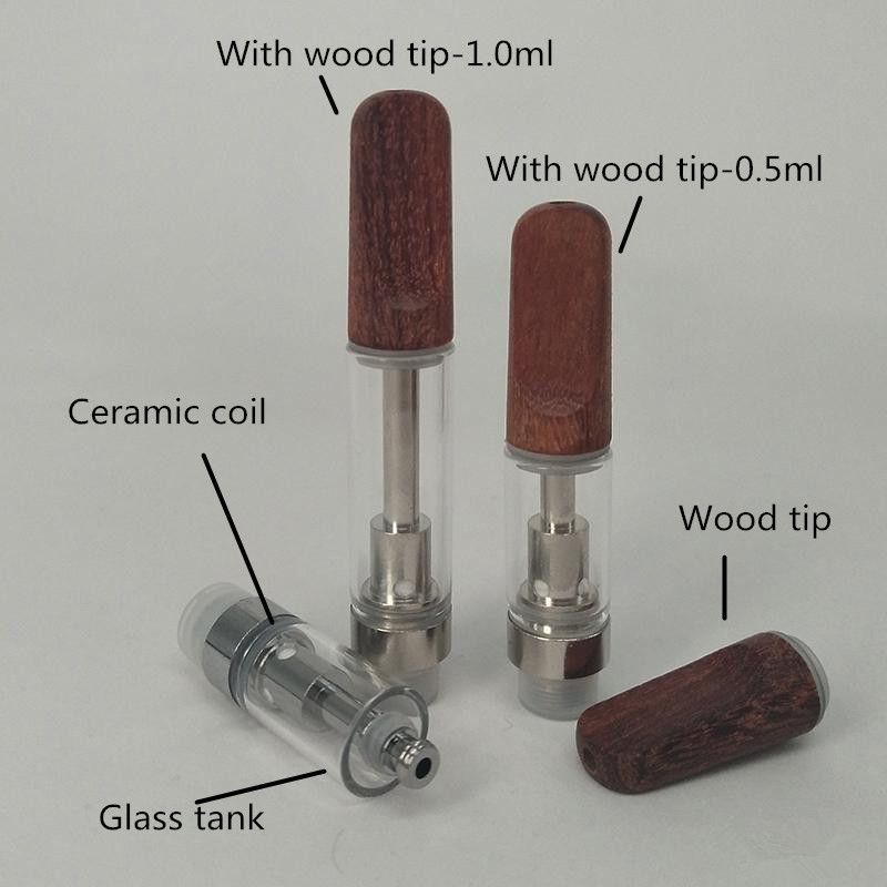 Wood Tips Vape Cartridge Ceramic Mouthpiece Ceramic Oil Cartridge .5ml