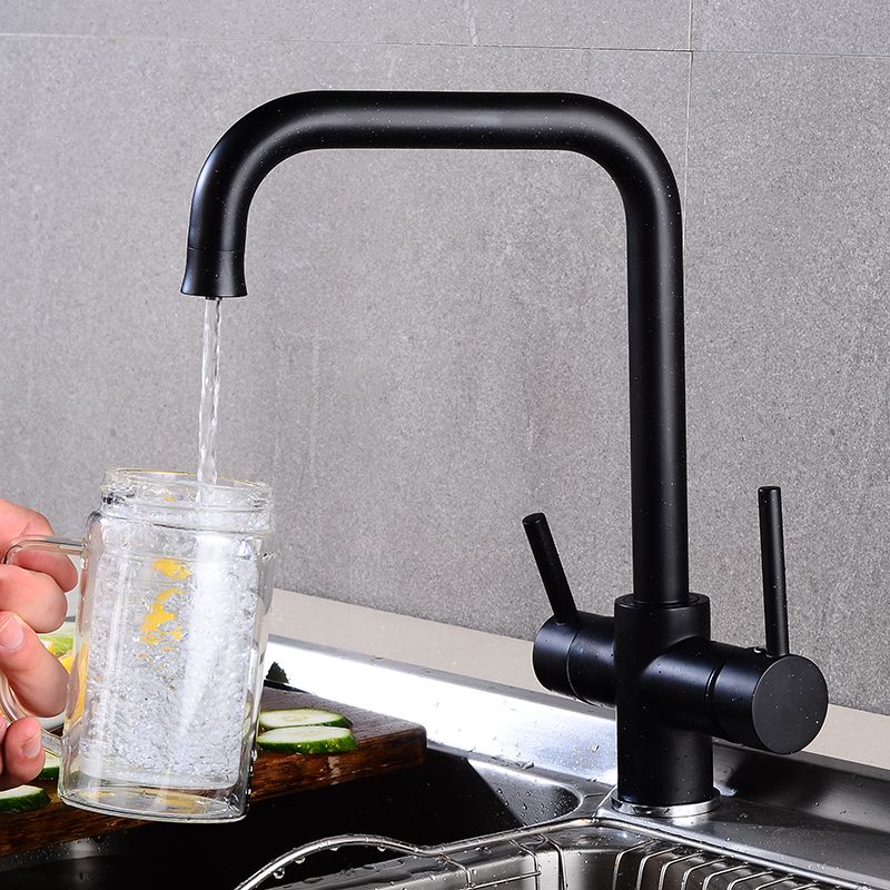 Water Purification Tap Beige Chrome Orb Kitchen Sink Faucet Mixer Design 360 Degree Rotation Dual Handle