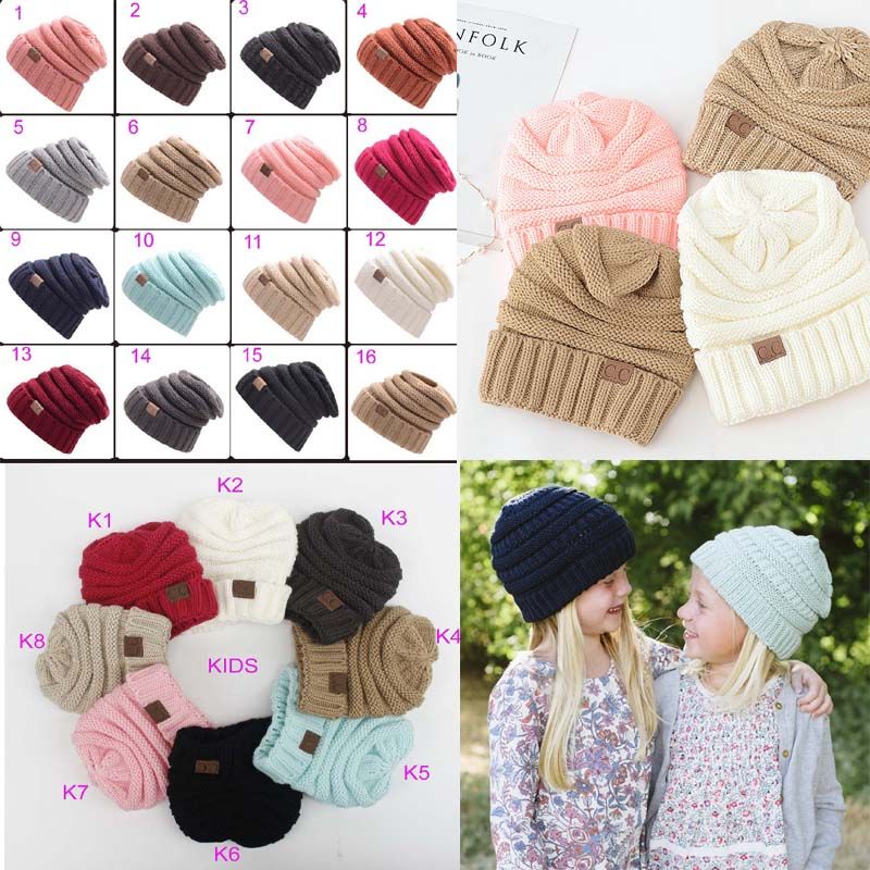 2020 Parents Kids Family Match Hats Mom Kids Winter Knitted Beanie Hat