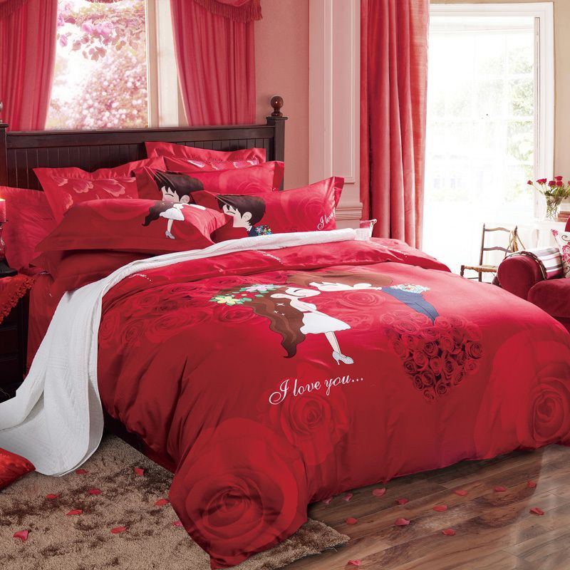 Arnigu Chinese Style Rose Flower Wedding Red Bedding Sets Queen King Arnigu Chinese Style Rose Flower Wedding Red Bedding Sets Queen King Size Bedclothes 100 Cotton Duvet Cover Bed Sheet Set