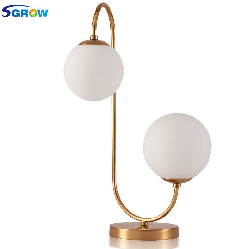 Sgrow Two Glass Table Lamp With E14 Bulb Indoor Lighting Creative Desk Lights For Dinning Room Bedroom Study Light