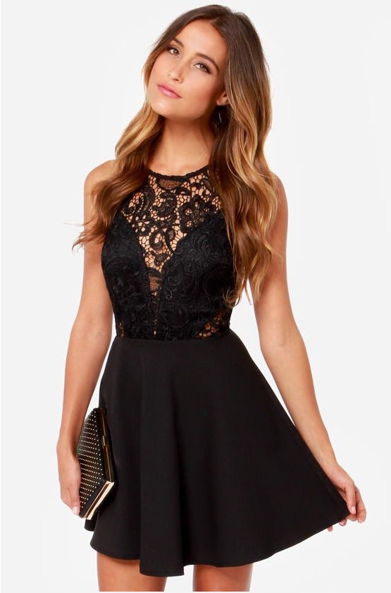 robe noir dos nu dentelle