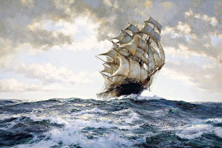 2019 The Proud Ship By Montague Dawson Handpainted &HD Print Seascape