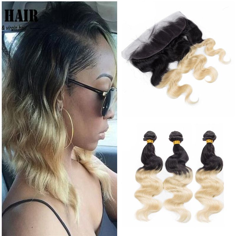 2019 Jet Black Blonde Ombre Hair Brazilian Virgin Human Hair