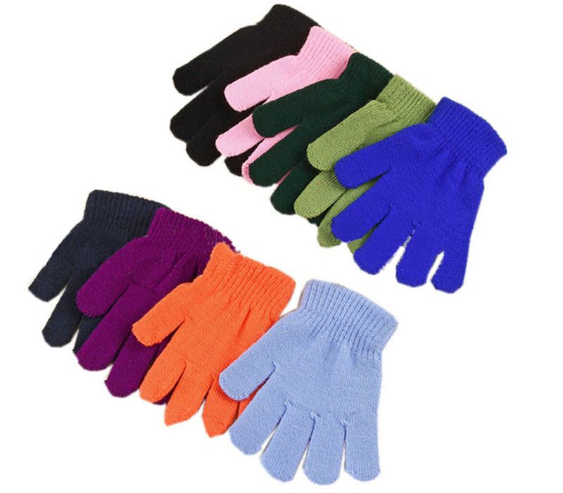 Baby Girls Boys Winter Warm Gloves Knit Stretch Full Finger Mesh Random Gloves