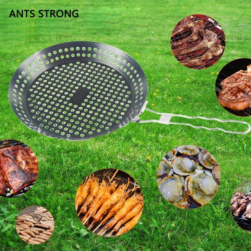2018 Ants Strong Foldable Round Bbq Grill Pan Outdoor Stainless 2018 Ants Strong Foldable Round Bbq Grill Pan Outdoor Stainless Steel Barbecue Plate Vegetable Basket Tray From Herbertw 50 13 Dhgate Com
