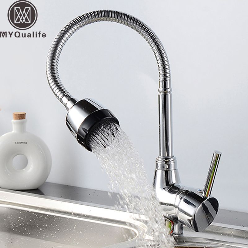 Free Spring Kitchen Faucet Flexible Neck Hot And Cold Crane Steam Spray Nozzle