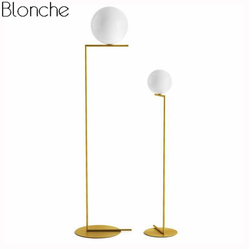 Nordic Simple Floor Lamps Glass Ball Standing Lamp Gold Light For Living Room Bedroom Creative Art Home Decor Lighting Fixtures