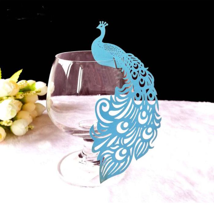 Home Furniture Diy 50pcs Peacock Shaped Wine Glass Decoration
