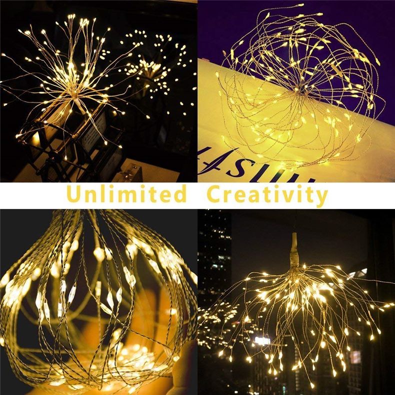 New Led String Light Battery Operated Hanging Starburst 120 New Led String Light Battery Operated Hanging Starburst 120 Bouquet Lights Fairy With Remote Control For Outdoor Home Patio Street