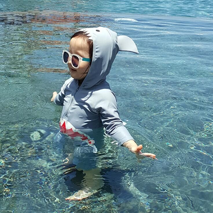 Baby Kids Boys Toddler Two Pieces Cartoon Animal Swimsuit Rashguard Set