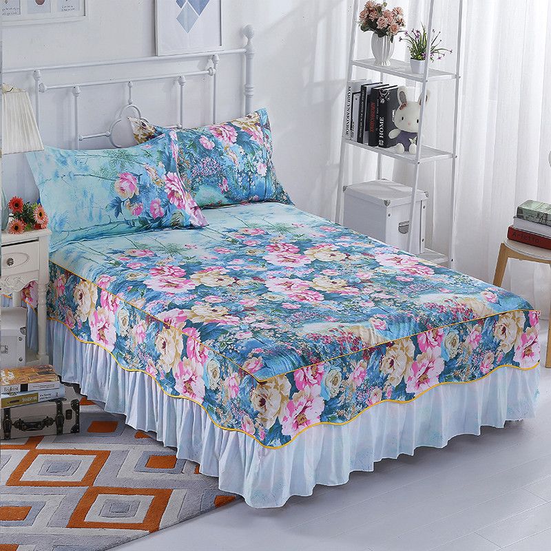 Elegant And Comfortable Beautiful Flower Prints 100 Cotton Elegant And Comfortable Beautiful Flower Prints 100 Cotton Breathable Household Items Bed Skirt Twins Full Large Size Bedskirt White