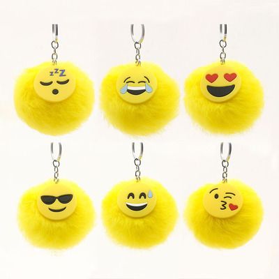 funny emoji 6 cartoon faces designs pvc soft with 8cm yellow rabbit