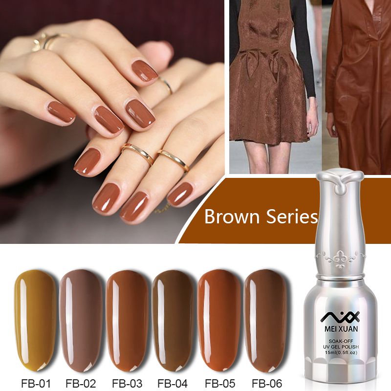 Meixuan Light Brown Color Set Most Wished Nail Gel Polish Top Base Meixuan Light Brown Color Set Most Wished Nail Gel Polish Top Base