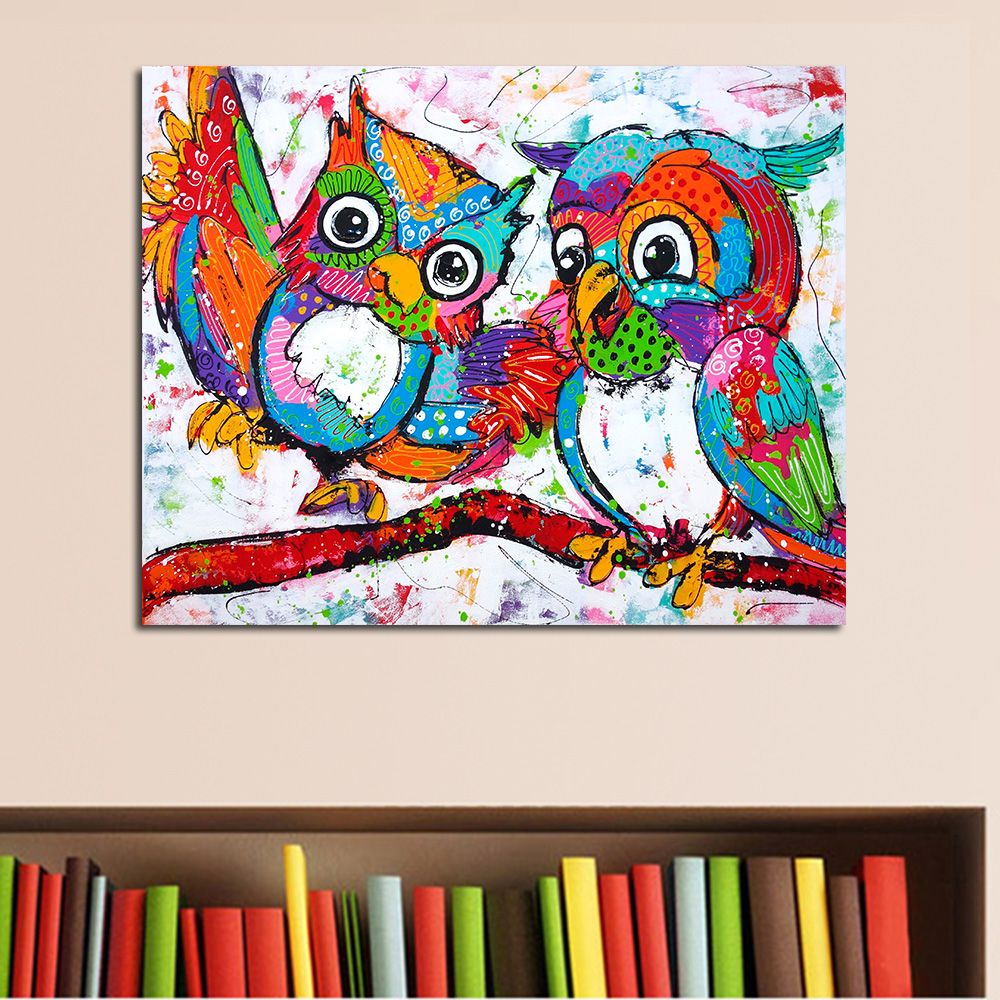 Satin Al Hayvan Yagliboya Renkli Kus Resimleri Tuval Uzerine