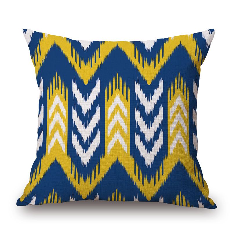 Cheap Blue And Yellow Cushion Cover Ikat Almofada Modern Ethnic Throw